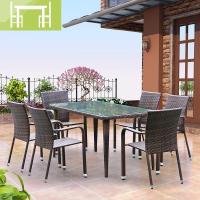 逸家伴侣户外藤编桌椅带遮阳伞组合露台阳台室外庭院花园外摆休闲铁艺家具桌/桌椅套件