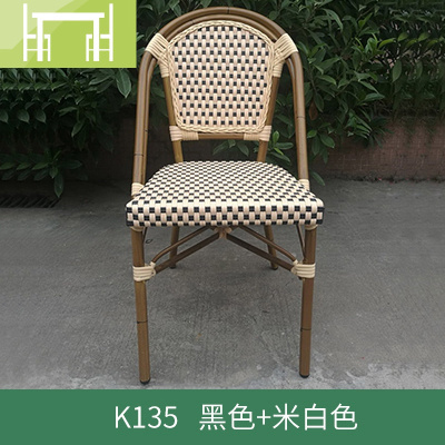 逸家伴侣北欧经典竹藤桌椅阳台藤椅靠背椅咖啡厅奶茶店户外桌椅套件 K135