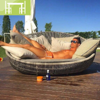 逸家伴侣户外躺椅休闲藤编躺床室外别墅露台花园庭院休闲沙发床大圆床家具