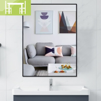 逸家伴侣铝合金浴室镜卫生间卫厕所浴镜壁挂贴墙镜子自粘免打孔化妆镜定制