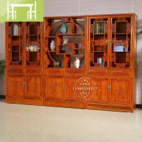 逸家伴侣中式仿古南榆木书柜组合花书柜书架实木带客厅卧室三组合书柜