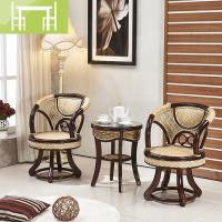 逸家伴侣天然真藤椅子茶几三件套室内阳台小桌椅组合藤椅旋转单人卧室藤椅