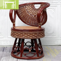 逸家伴侣吊篮藤椅三件套真藤转椅茶几组合家用休闲阳台桌椅单人靠背椅桌/桌椅套件