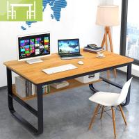 逸家伴侣电脑桌书桌双人书架实木家庭书桌卧室办公室书画桌工作台简易桌