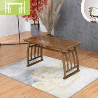 逸家伴侣实木仿古毛笔书法桌书画桌中式老榆木简约国学桌马鞍桌茶桌椅拼装