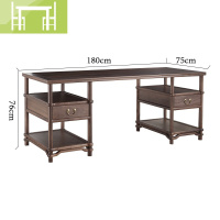 逸家伴侣几何新中式黑胡桃组合办公桌禅意书法桌实木书桌简约现代写字台