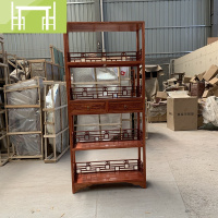 逸家伴侣博古架实木中式榆木多宝阁书架货架展示柜茶叶茶室陈列柜仿古家具