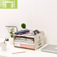 逸家伴侣三层文件架桌上简易书架多层文件夹收纳盒A4文件框办公室用品资料架学生用书立架桌面办公桌置物架文件盒架搁板/置物架