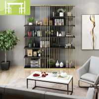 逸家伴侣北欧实木客厅轻奢创意铁艺书架隔断 简约现代书房金属置物架落地