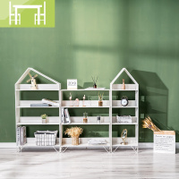 逸家伴侣儿童书架绘本架落地小型简易小房子置物架北欧客厅铁艺组合收纳架搁板/置物架