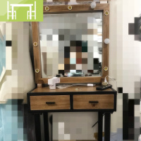 逸家伴侣影楼专用化妆台学院婚纱店带灯泡化妆桌子美式复古梳妆台定制梳妆桌