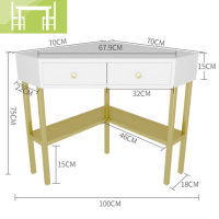 逸家伴侣ins网红梳妆台卧室转角北欧简约小户型化妆桌拐角三角化妆台轻奢