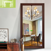 中式古典穿衣镜实木全身落地镜 新中式复古红色试衣镜显瘦全身镜 逸家伴侣