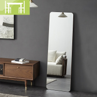 逸家伴侣睦木家具/穿衣镜子黑胡桃实木全身穿衣镜可移动落地镜子北欧试衣镜