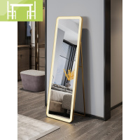 逸家伴侣北欧卧室落地带灯穿衣镜网红服装店轻奢金色带支架贴墙全身试衣镜