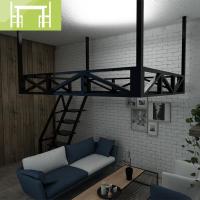 逸家伴侣省空间楼阁现代简约铁艺小户型阁楼挂壁式床室内空中悬挂式床吊床