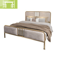 逸家伴侣北欧轻奢铁艺床公主床金色铁床1.5软包单人床简约双人铁架床1.8米
