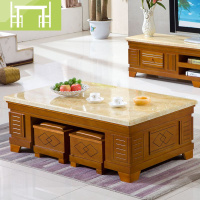 逸家伴侣简约大理石茶几实木电视柜组合套装带抽屉凳子泡茶茶桌茶具功夫台