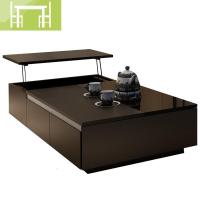 逸家伴侣茶几客厅现代简约大小户型钢化玻璃黑色多功能升降茶几电视柜组合