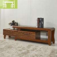 逸家伴侣新中式电视柜茶几组合现代中式伸缩款实木玻璃台面安装客厅柜