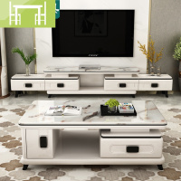 逸家伴侣简欧大理石茶几简约现代烤漆茶几电视柜组合客厅家用象牙白茶几