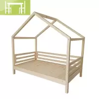 逸家伴侣实木儿童床带护栏ins风木屋床1.2米过渡床小木屋1.5房子儿童床