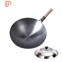 铁皮锅炒菜锅薄家用不粘锅炒锅煤气灶专用轻超轻轻便女士用铁锅 国泰家和 34铁柄送防烫套