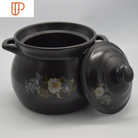 砂锅养生汤锅炖锅陶瓷锅燃气土沙锅煲汤明火可高温家用炖汤瓦煲 国泰家和 黑色5L新花加厚版[4-6人] 烧坏换新破损包赔