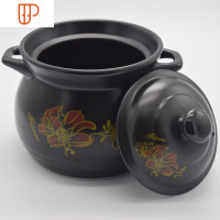 砂锅养生汤锅炖锅陶瓷锅燃气土沙锅煲汤明火可高温家用炖汤瓦煲 国泰家和 黑色6L牡丹花加厚版6-8人] 烧坏换新破损包赔