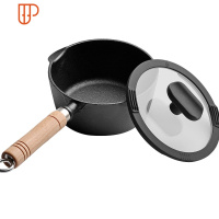无涂层铸铁奶锅宝宝辅食汤锅不粘婴幼儿小锅热牛奶煮面炖炸锅 国泰家和 16cm木柄奶锅+硅胶盖 送油刷一只