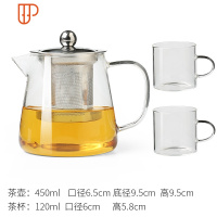 耐热玻璃旅行茶具 家用带套装泡水壶小茶具过滤花旅行茶具单壶 泡旅行茶具 国泰家和 玻璃旅行茶具450ml+两个装