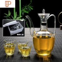 仿宋手执壶玻璃点茶瓜棱加厚高硼硅泡茶壶纯手工宋代贵妃酒壶茶具 国泰家和 仿宋手执壶 + 4杯[礼盒装] 赠壶刷和过滤网