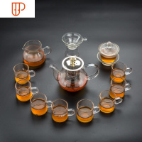 透明玻璃家用简约功夫茶具耐热旅行茶具泡茶器小套 国泰家和 13头随意刚胆壶+8个把杯+公道杯+茶漏+