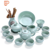 哥窑白瓷 家用简约中国风功夫茶具整套旅行茶具 国泰家和 《宇》汝窑龙壶全家福