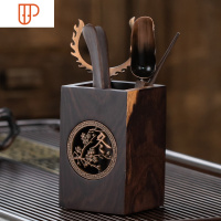 茶道六君子功夫茶具配件套装摆件黑檀实木茶道零配茶夹镊子杯叉刷 国泰家和 冬字款茶道六君子 收藏送茶刷