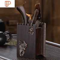 茶道六君子功夫茶具配件套装摆件黑檀实木茶道零配茶夹镊子杯叉刷 国泰家和 思字款茶道六君子 收藏送茶刷