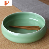 特大号白瓷水洗杯洗功夫茶具茶道茶洗文房四宝笔洗花盘烟灰缸 国泰家和 特大号洗弟窑梅子青 送旅行茶具
