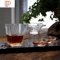 日式四方锤纹玻璃公道杯 加厚耐热公杯 茶海茶漏分茶器 功夫茶具 国泰家和 1新公道+1茶滤+2初雪杯 牛皮纸盒