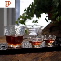 日式四方锤纹玻璃公道杯 加厚耐热公杯 茶海茶漏分茶器 功夫茶具 国泰家和 1新公道+1茶滤+2锤纹杯 牛皮纸盒