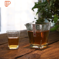 日式四方锤纹玻璃公道杯 加厚耐热公杯 茶海茶漏分茶器 功夫茶具 国泰家和 1新公道+1四方杯 牛皮纸盒