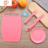 儿童塑料刀菜板砧板安全不伤手水果刀幼儿园切水果小刀教具蔬菜刀 国泰家和 小号红色5件套