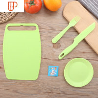 儿童塑料刀菜板砧板安全不伤手水果刀幼儿园切水果小刀教具蔬菜刀 国泰家和 小号绿色5件套