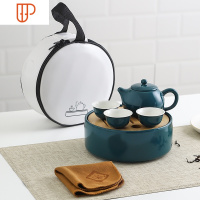 INS户外骨瓷旅行带家用功夫茶具便携式随身泡茶 国泰家和 旅行茶具(亮祖母绿)