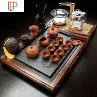 旅行茶具实木家用简约茶台自动上水电热磁炉一体功夫茶具托盘 国泰家和 18:书案(静思瓷)加长-朱泥[金自动全冰裂釉