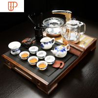 家用整块乌金石头实木旅行茶具小号全自动简约泡茶器排水茶台 国泰家和 10:神童静思-玲珑茶具[金色全自动全色釉] 2