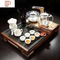 家用整块乌金石头实木旅行茶具小号全自动简约泡茶器排水茶台 国泰家和 20:神童静思-玲珑自动[金色全自动全色釉] 2