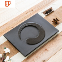 实木茶桌中间盖板嵌入式空位定制乌金石茶盘盖板更换石制面板配件 国泰家和 墨迹49*37和53*茶具