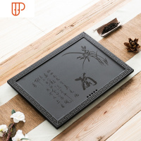 实木茶桌中间盖板嵌入式空位定制乌金石茶盘盖板更换石制面板配件 国泰家和 空谷幽兰49*37和53*茶具