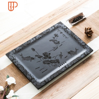 实木茶桌中间盖板嵌入式空位定制乌金石茶盘盖板更换石制面板配件 国泰家和 荷塘月色49*37和53*茶具