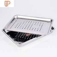 不锈钢旅行茶具加厚大号 功夫茶茶具茶池茶台双层储水茶海盘 国泰家和 加厚蓄水45*35(漏盘+方盘)送礼